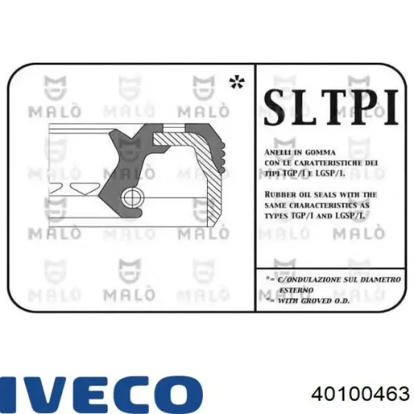 Retén de cubo trasero 40100463 Iveco