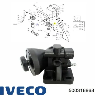 Tapa de la carcasa del filtro de combustible IVECO 500316868
