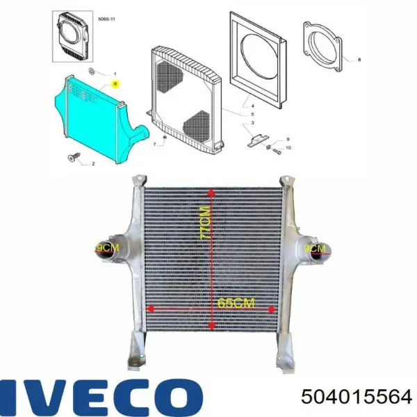 Intercooler 504015564 Iveco