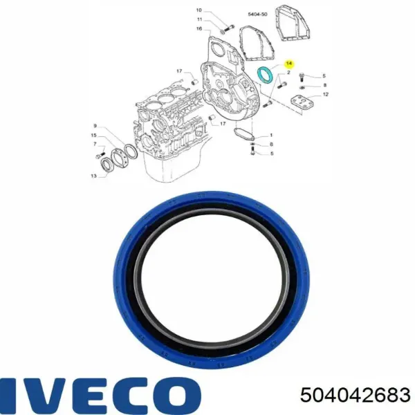Retén de cigüeñal 504042683 Iveco