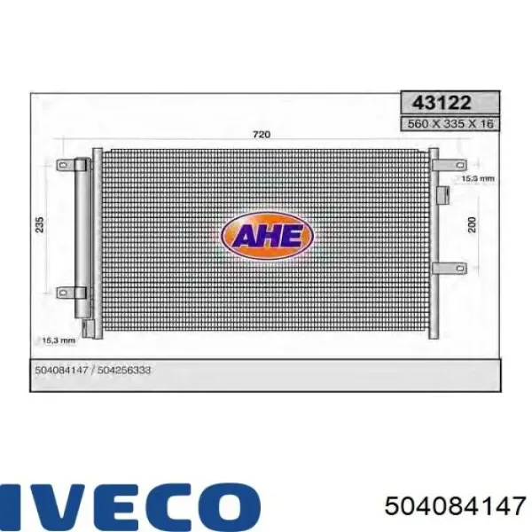 Condensador aire acondicionado 504084147 Iveco