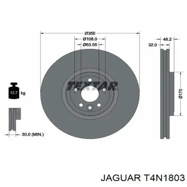 Disco de freno T4N1803 Jaguar