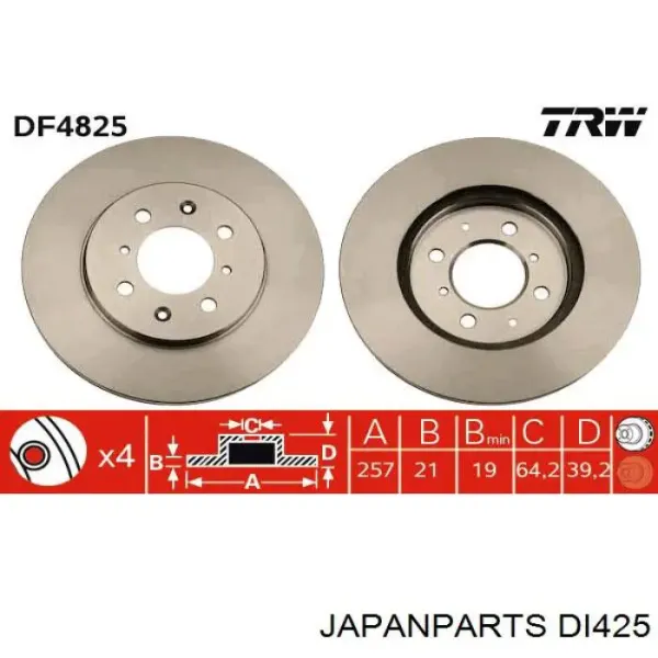 Disco de freno DI425 Japan Parts