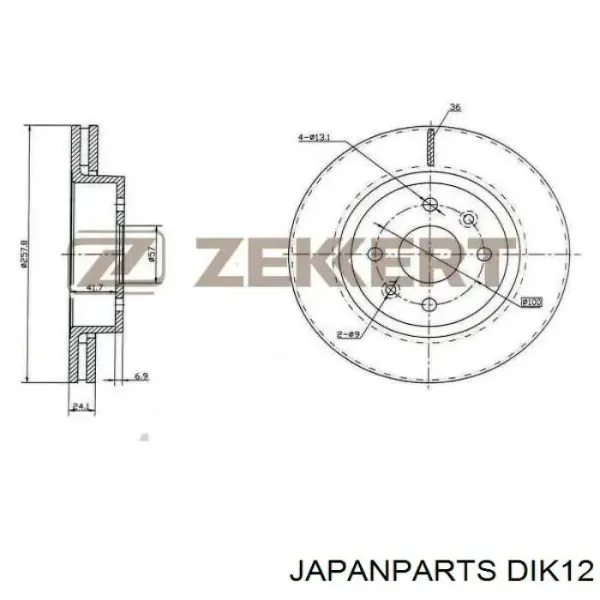 Disco de freno DIK12 Japan Parts