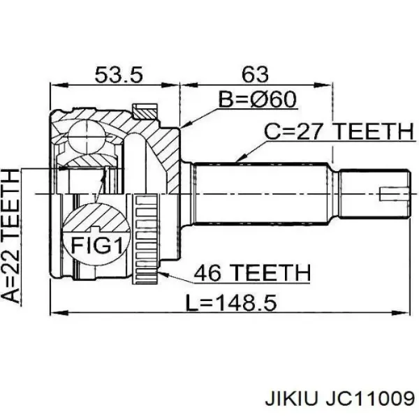 Junta homocinética exterior delantera Mazda CX-5 1 KE, GH