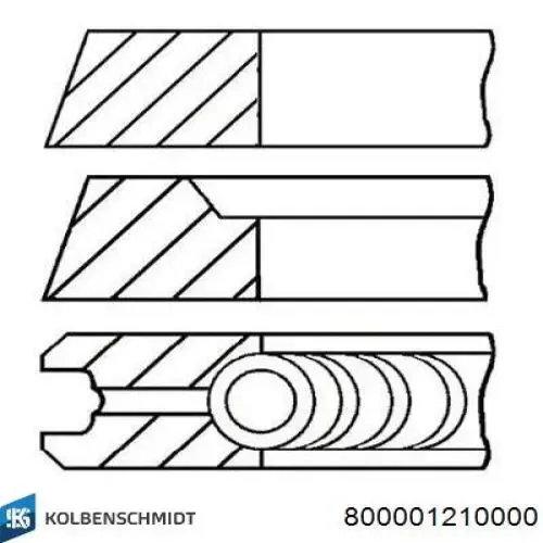 Aros de pistón para 1 cilindro, STD 800001210000 Kolbenschmidt