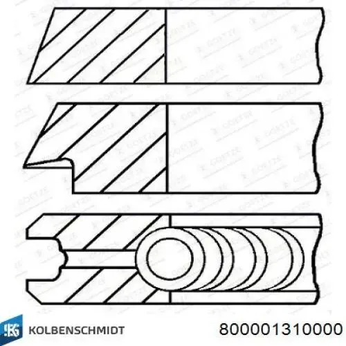 Aros de pistón para 1 cilindro, STD 800001310000 Kolbenschmidt
