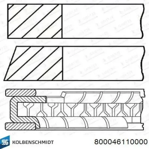 Aros de pistón para 1 cilindro, STD 800046110000 Kolbenschmidt