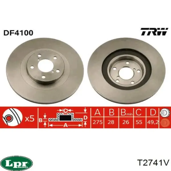 Freno de disco delantero Toyota Celica T16