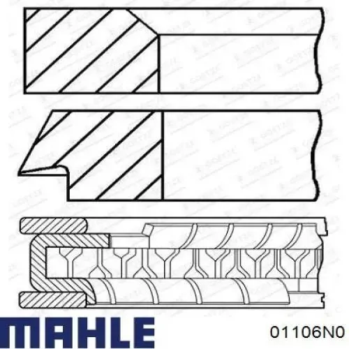 Aros de pistón para 1 cilindro, STD 01106N0 Mahle Original