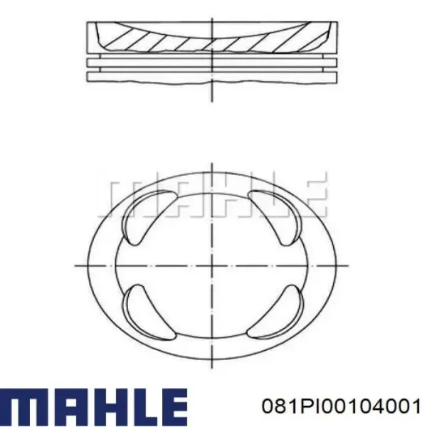 Pistón completo para un cilindro, primera sobremedida (+0,25 mm) 081PI00104001 Mahle Original