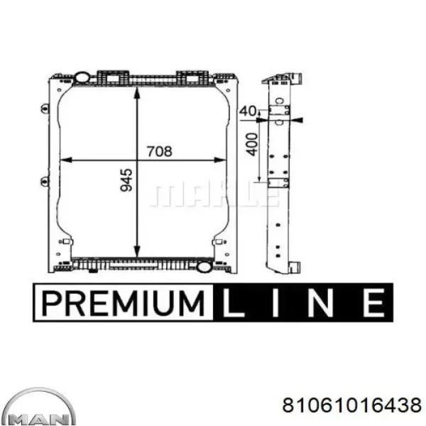 Radiador 81061016438 MAN