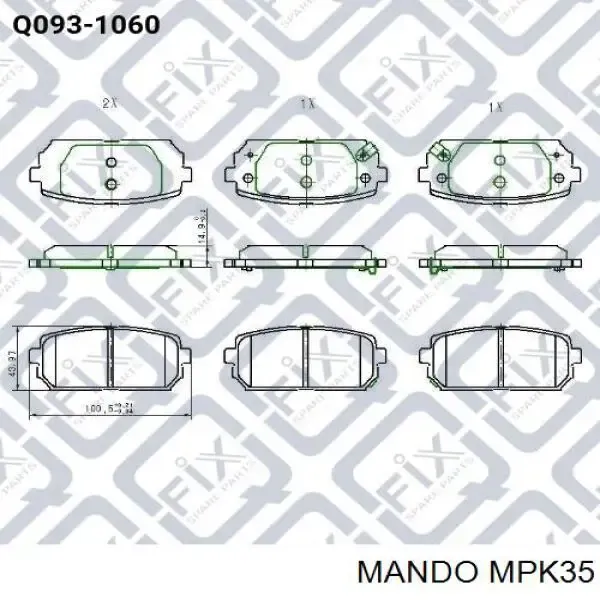 Pastillas de freno traseras MPK35 Mando