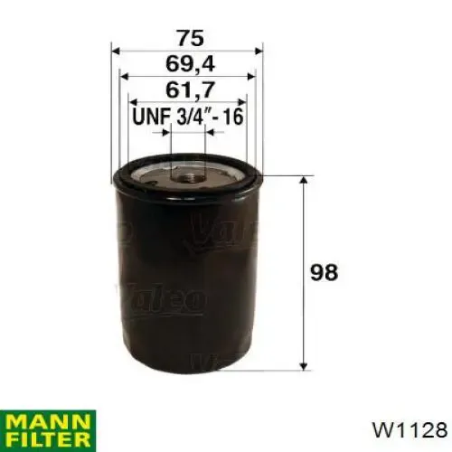 Filtro de aceite W1128 Mann-Filter