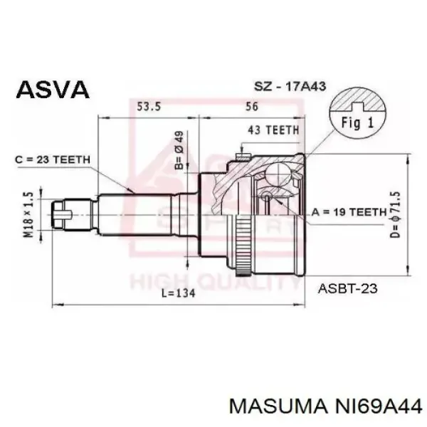Junta homocinetica NI69A44 Masuma