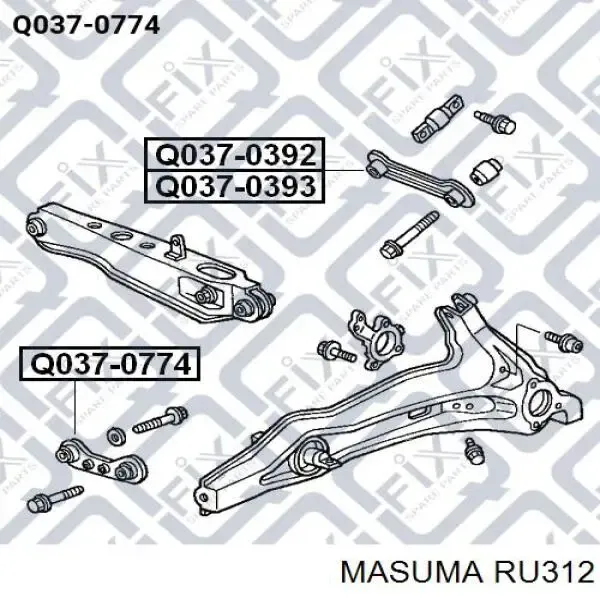 Buje del brazo inferior trasero RU312 Masuma