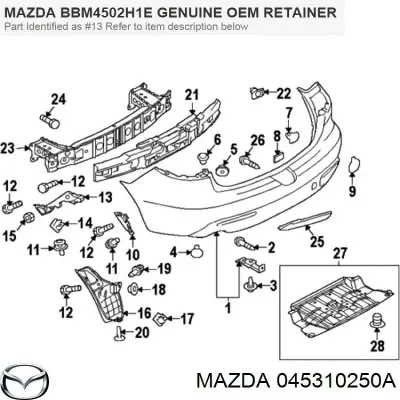 Tapa de tubo de llenado de aceite MAZDA 045310250A