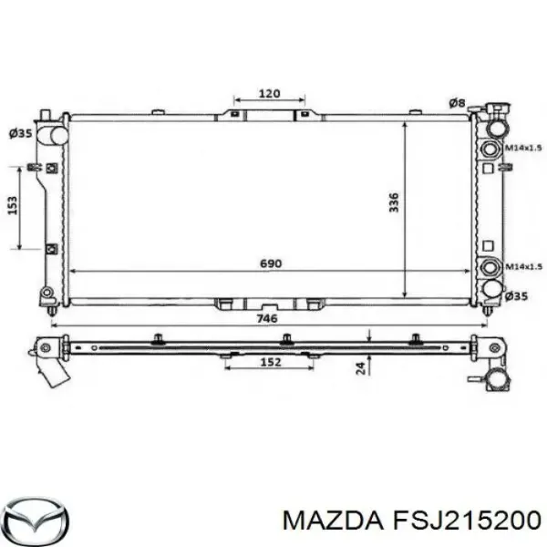 Radiador FSJ215200 Mazda