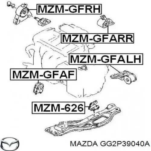 Soporte de motor trasero GG2P39040A Mazda