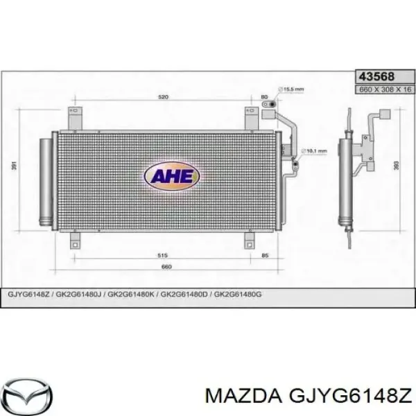 Condensador aire acondicionado Mazda 6 MPS