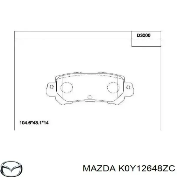 K0Y12648ZC Mazda Pastillas traseras