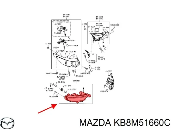 Luz antiniebla trasera izquierda KB8M51660C Mazda