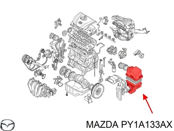 Carcasa del filtro de aire, parte superior PY1A133AX Mazda