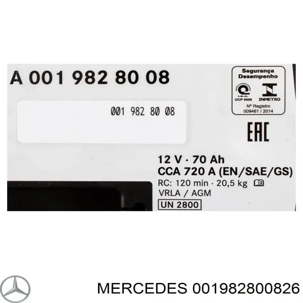 Batería 001982800826 Mercedes