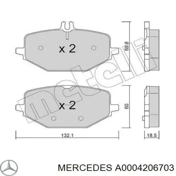 Pastillas de freno A0004206703 Mercedes