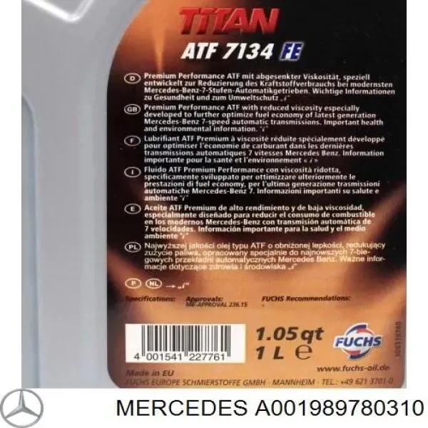 Aceite caja de cambios A001989780310 Mercedes