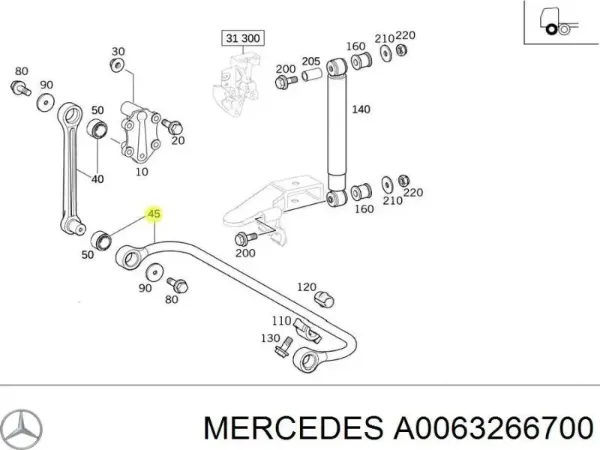 Amortiguador trasero A0063266700 Mercedes