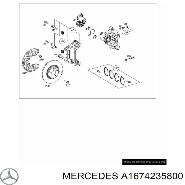 Pinza de freno trasera derecha A1674235800 Mercedes