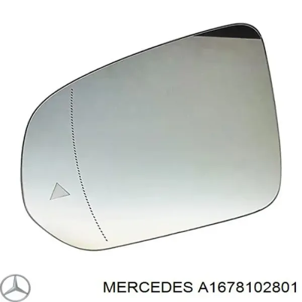 Cristal de espejo retrovisor derecho A1678102801 Mercedes