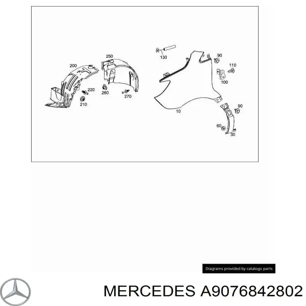 Guardalodos interior delantero derecho A9076842802 Mercedes