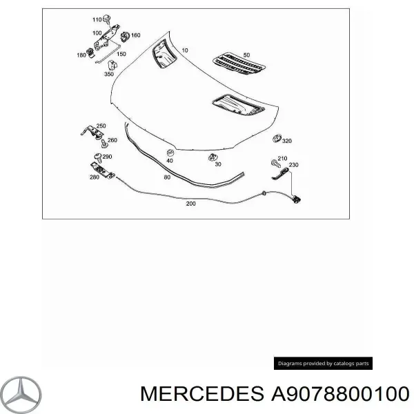 Cable de capó del motor A9078800100 Mercedes