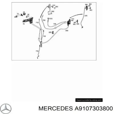 Cerradura de puerta lateral corrediza derecha MERCEDES A9107303800