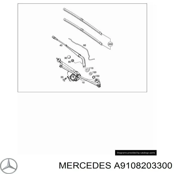 Brazo del limpiaparabrisas A9108203300 Mercedes