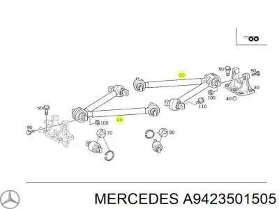 Barra oscilante, suspensión de ruedas, brazo triangular MERCEDES A9423501505