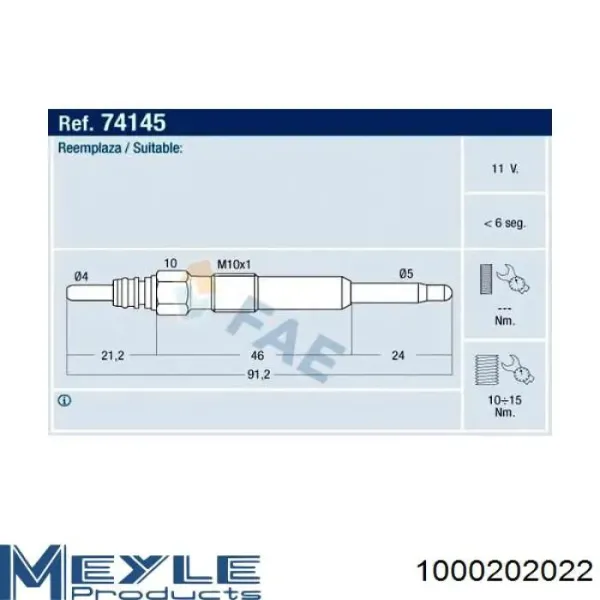 Bujía de incandescencia Volkswagen Polo 4 9N1
