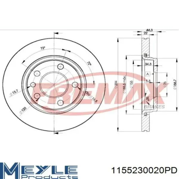 Disco de freno trasero Volkswagen Transporter 7HB, 7HJ, 7EB, 7EJ