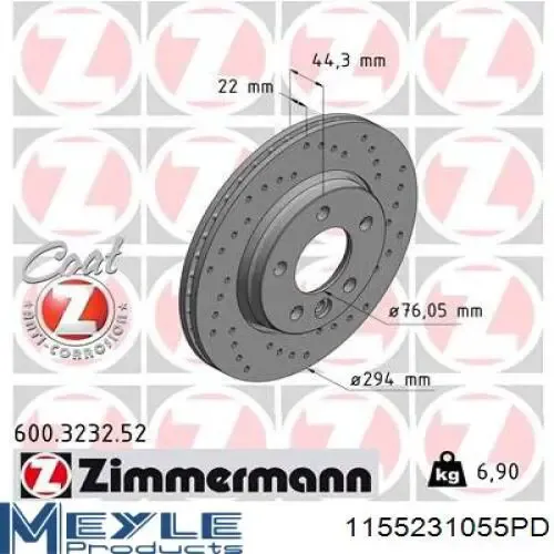 Disco de freno trasero Volkswagen Transporter 7HB, 7HJ, 7EB, 7EJ