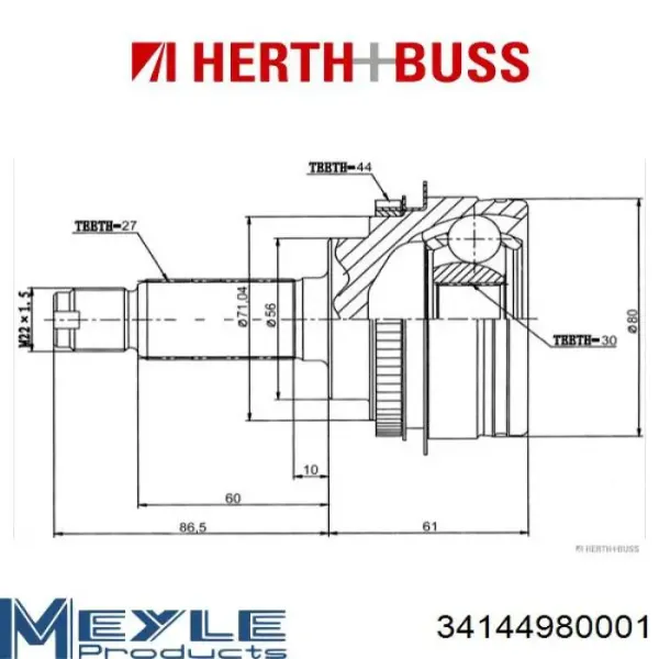 Junta homocinetica FU026A44 HDK