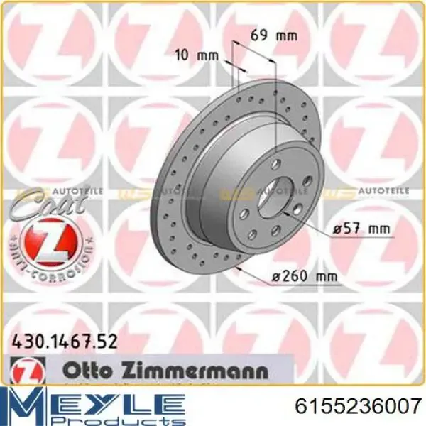 Disco de freno trasero Opel Astra 51, 52, F35, M35