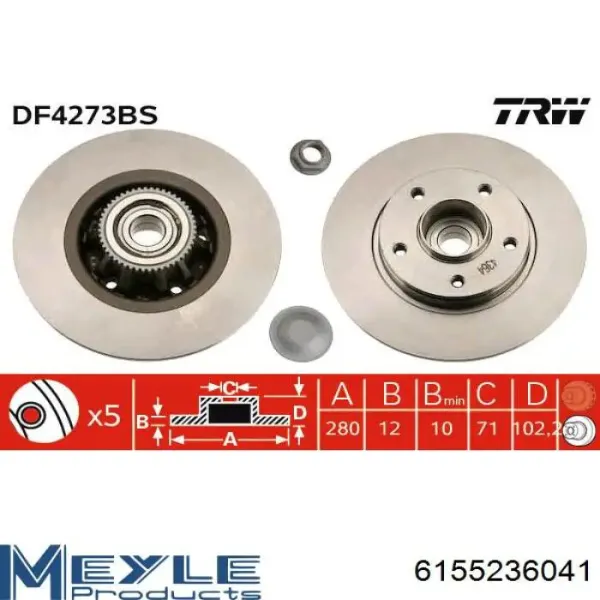 Disco de freno trasero Renault Trafic 2 FL