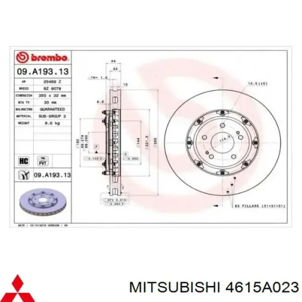 Disco de freno 4615A023 Mitsubishi