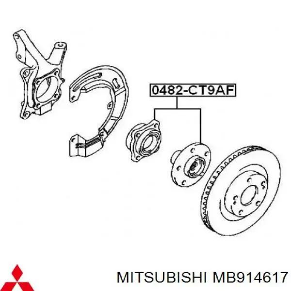 Buje de rueda delantero MB914617 Mitsubishi