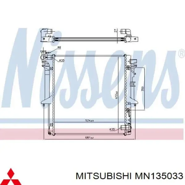 Radiador MN135033 Mitsubishi