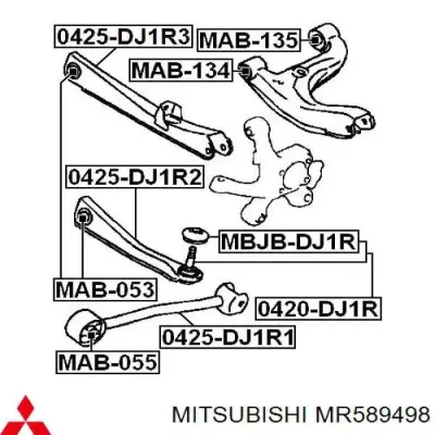 Barra longitudinal de suspensión trasera MITSUBISHI MR589498
