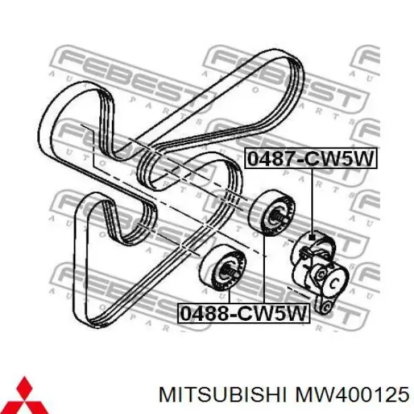 Polea inversión / guía, correa poli V MW400125 Mitsubishi