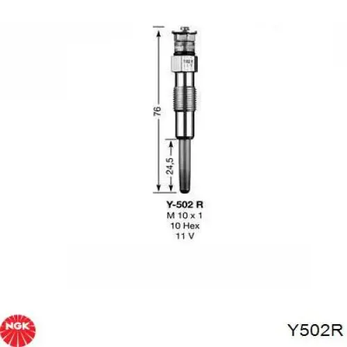 Bujía de precalentamiento Y502R NGK